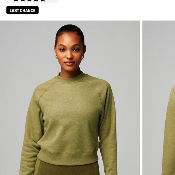 Fabletics Cozy Fleece Olive Crew Neck Sweater - Picture 6 of 6